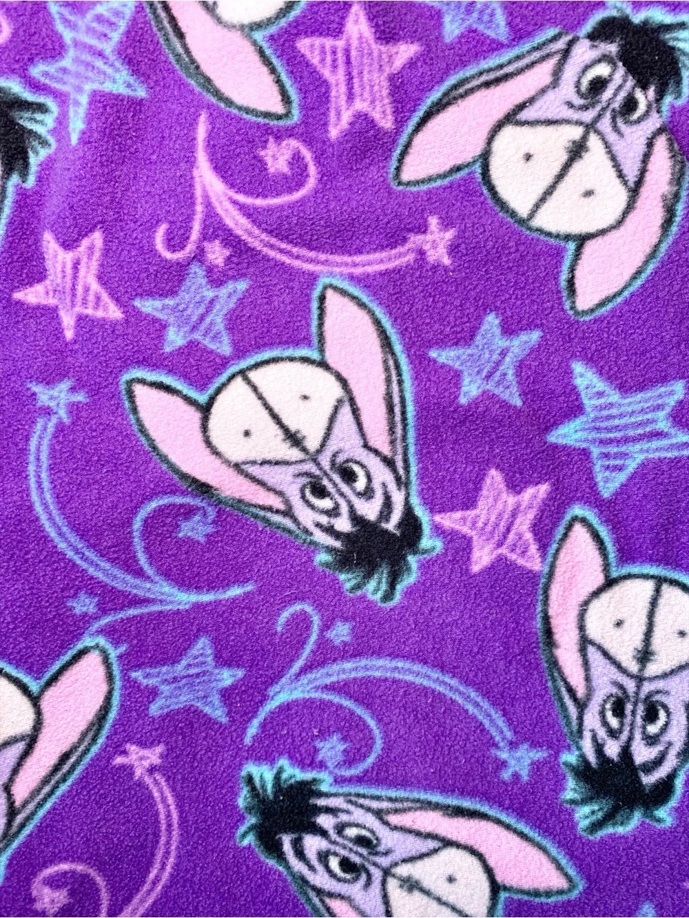 Disney Eeyore Purple Fleece Lounge Sleep Pants All Over Print Stars Size Large - Picture 9 of 10
